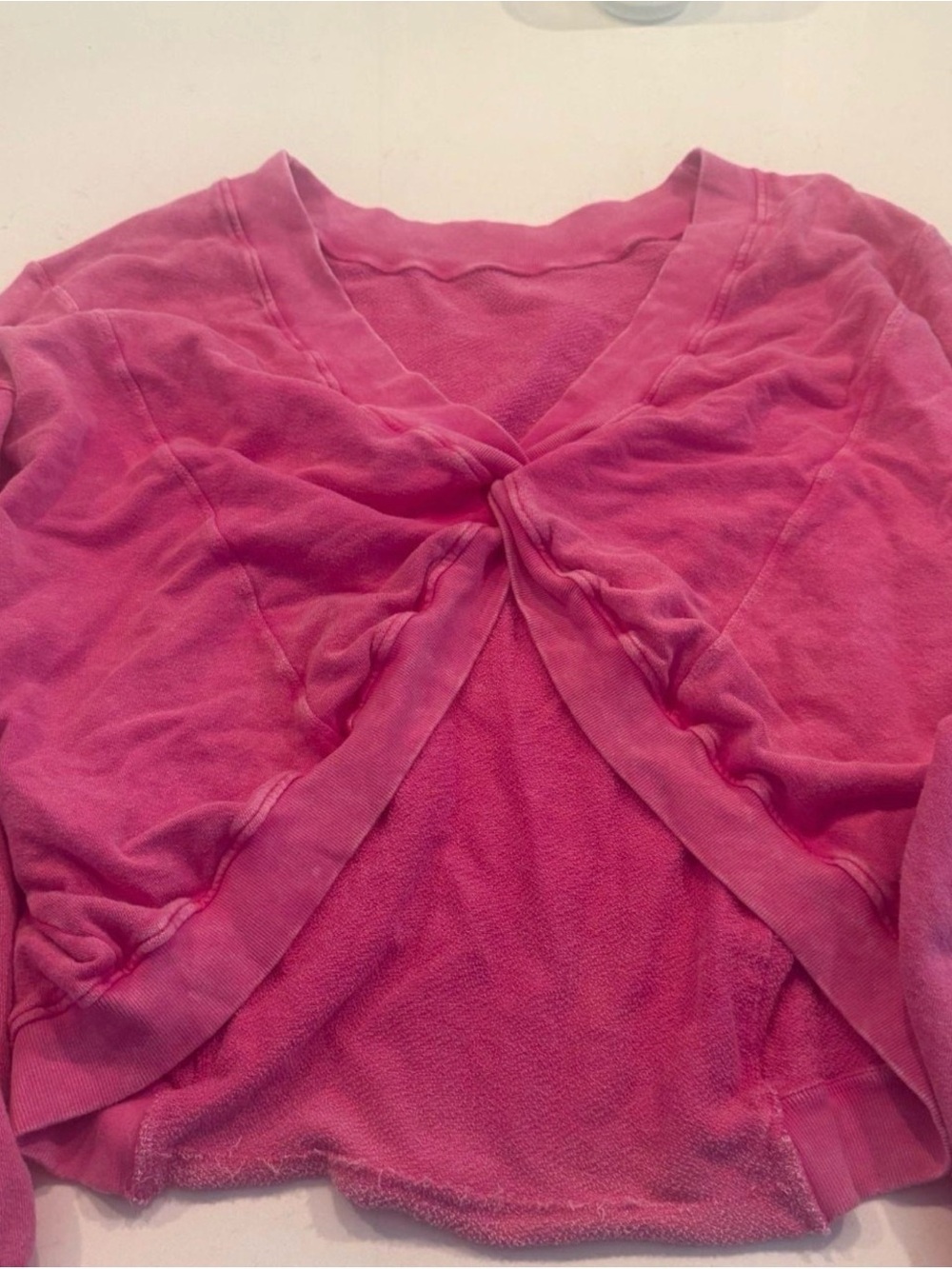 Free People Washed Raspberry Off-Shoulder Twist Pullover - Picture 2 of 3